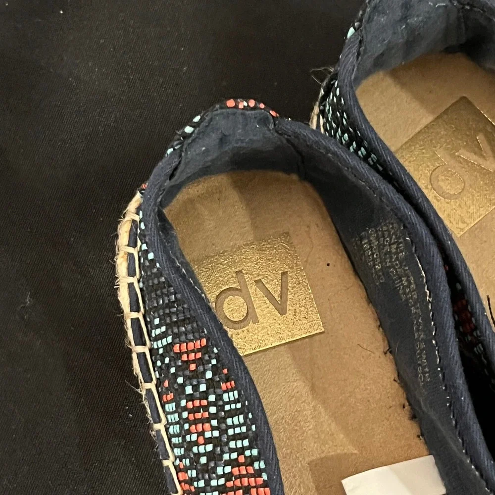 DV Dolce Vita Womens Espadrille‎ Flats Navy Blue Woven Geometric Tribal Size 9